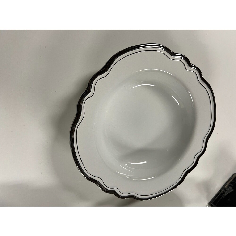 RALPH LAUREN CHINA CONTINENTAL 12.25" bowl WHITE  classic silver christmas